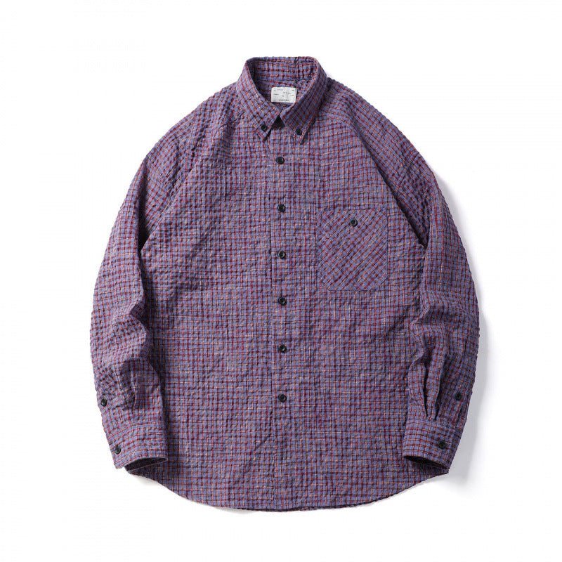 Men's Quilted Checkered Overshirt Jacket with Chest Pocket Shop Velvia