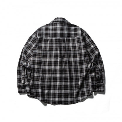 Men's Boxy Flannel Overshirt with Check Pattern, Full Button Placket and Curved Hem Shop Velvia