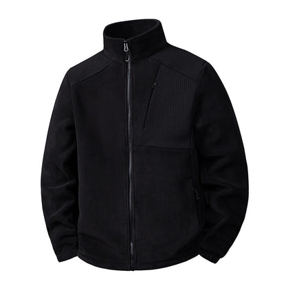 Men's fleece jacket with stand-up collar and reinforced shoulder panels Shop Velvia