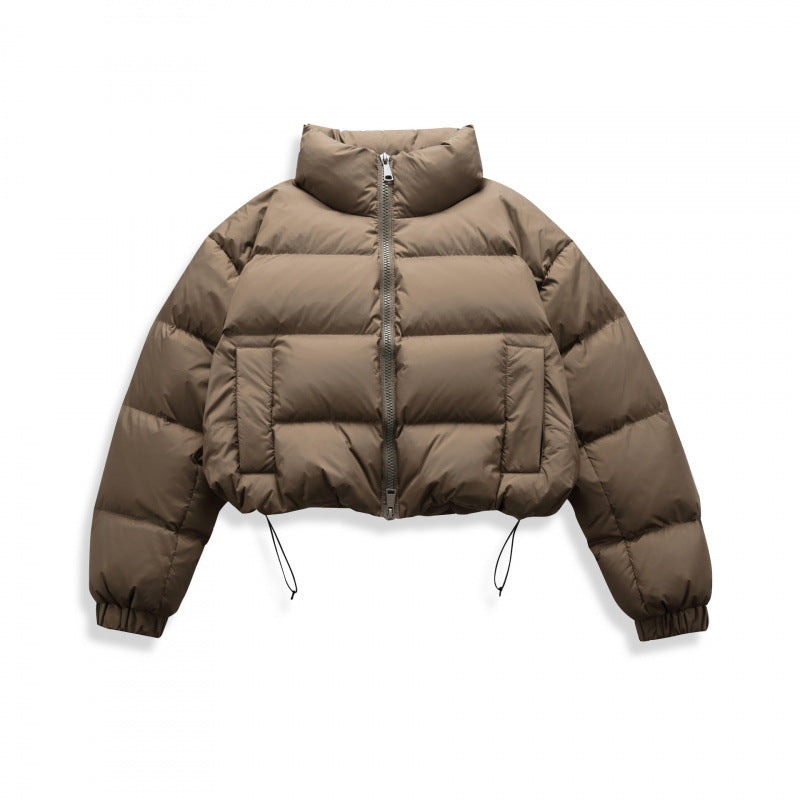 Women's short quilted winter jacket in cropped style with high stand-up collar Shop Velvia