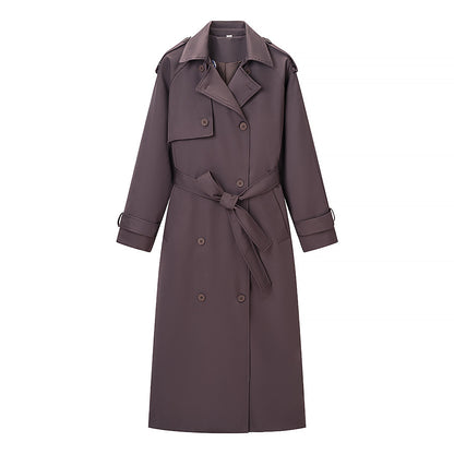 Women Longer tailored trench coat with double button placket, epaulettes and tie belt Shop Velvia