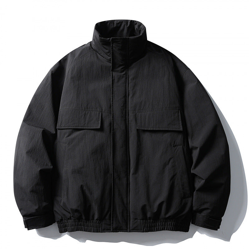 Men's Boxy Field Jacket with High Stand Collar, Padded Lining, and Flap Pockets Shop Velvia