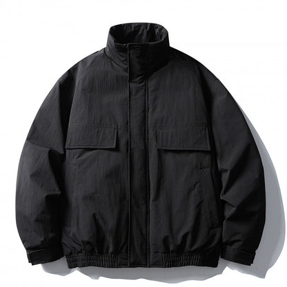 Men's Boxy Field Jacket with High Stand Collar, Padded Lining, and Flap Pockets Shop Velvia