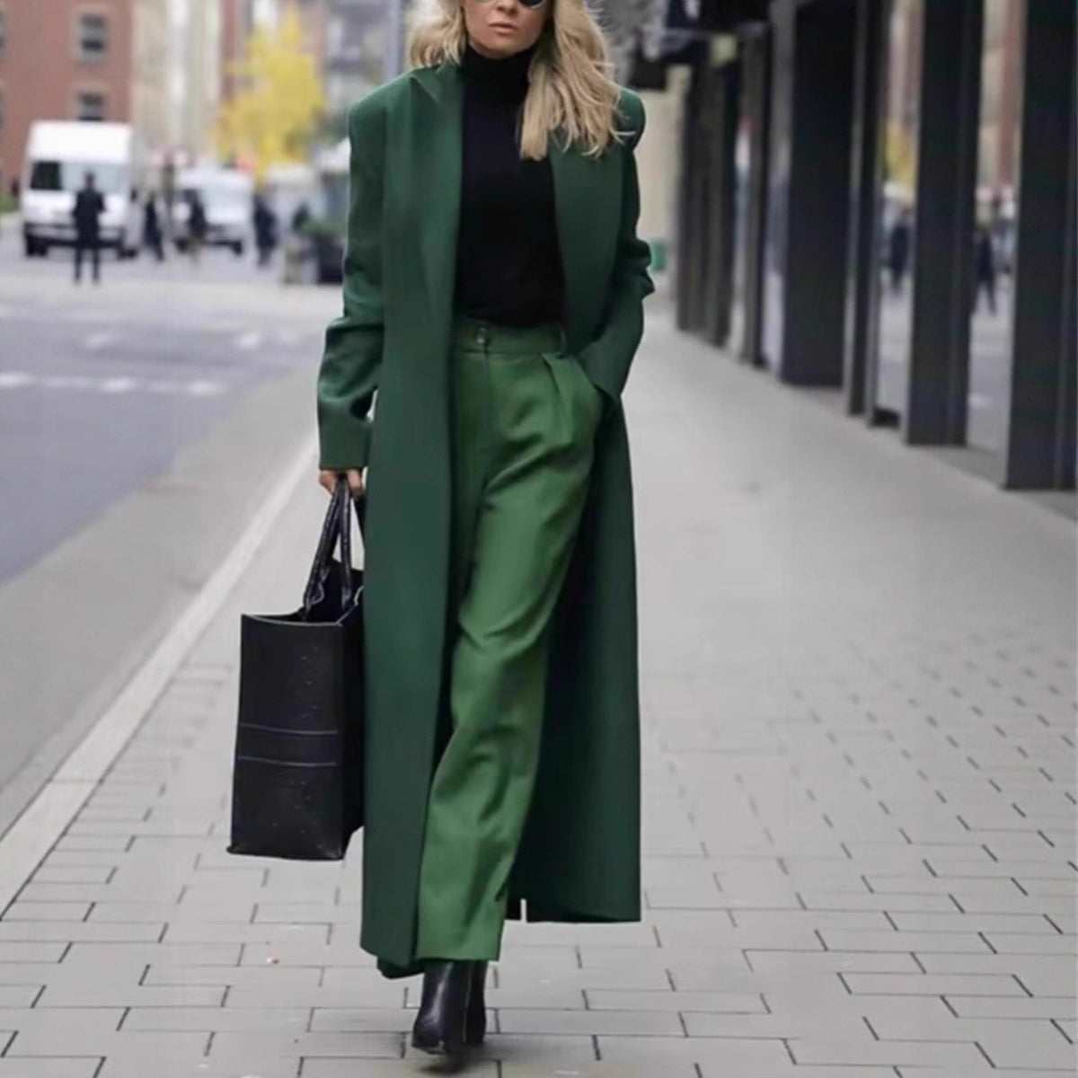 Women Elegant Wool Coat with Double Button Placket and Deep Pockets Shop Velvia