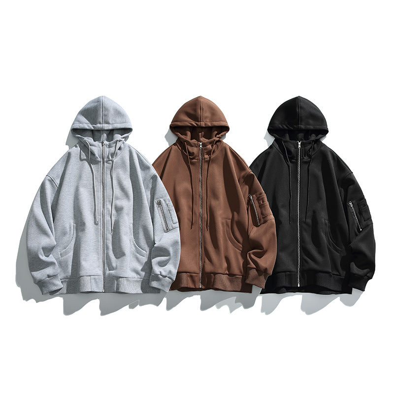 Unisex Oversize Hoodie Jacket with Front Zipper, Arm Pocket and Ribbed Hem Shop Velvia