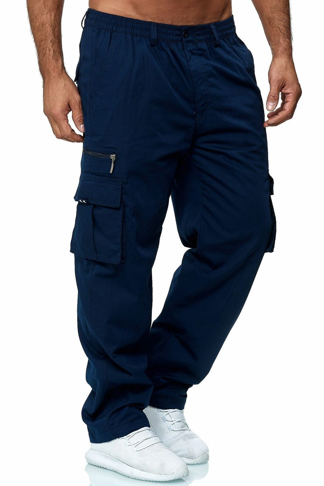 Men's cargo pants with elastic waistband and multifunctional pockets Shop Velvia