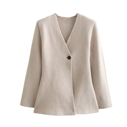Women's fitted tailored blazer with peplum hem and single-button placket Shop Velvia
