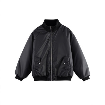 Unisex Boxy Transition Bomber Jacket with Stand Collar and Flap Pockets Shop Velvia