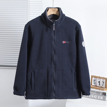 Men's fleece outdoor jacket with stand-up collar, full-length zipper, and elastic cuffs Shop Velvia