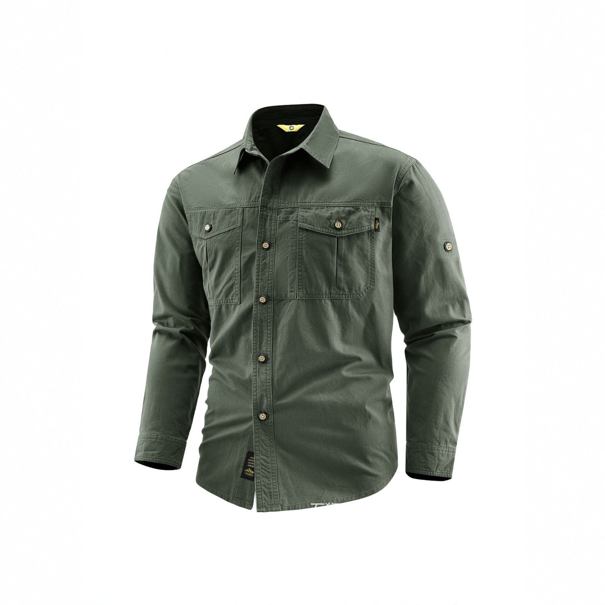 Men's Canvas Overshirt in Field Style with Chest Flaps and Full Button Placket Shop Velvia