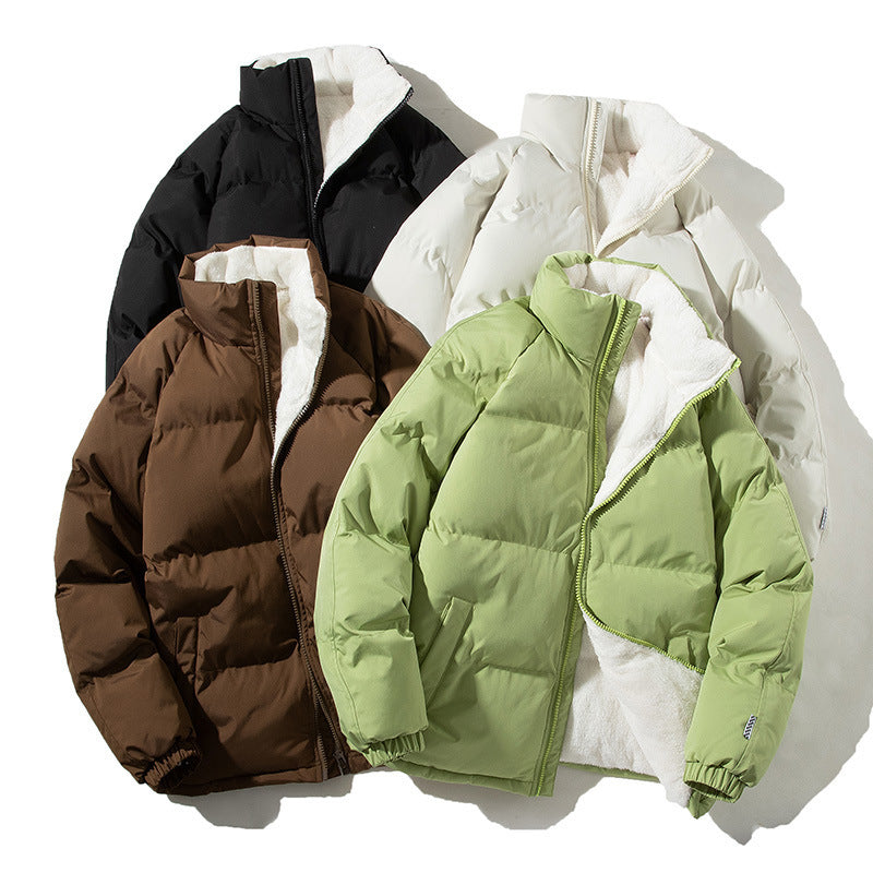 Women's Oversized Puffer Jacket with Teddy Lining, Stand Collar and Patch Pockets Shop Velvia