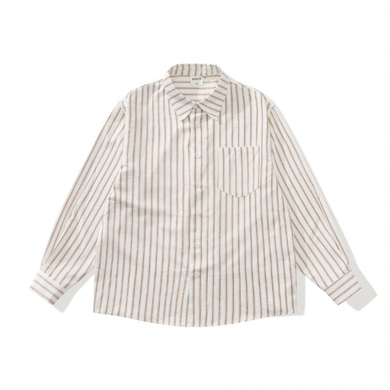 Unisex Oversized Striped Shirt in Relaxed Fit with Chest Pocket Shop Velvia