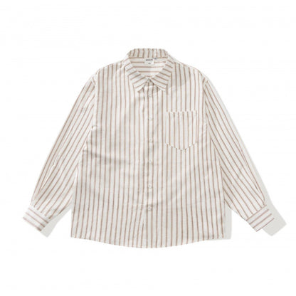 Unisex Oversized Striped Shirt in Relaxed Fit with Chest Pocket Shop Velvia