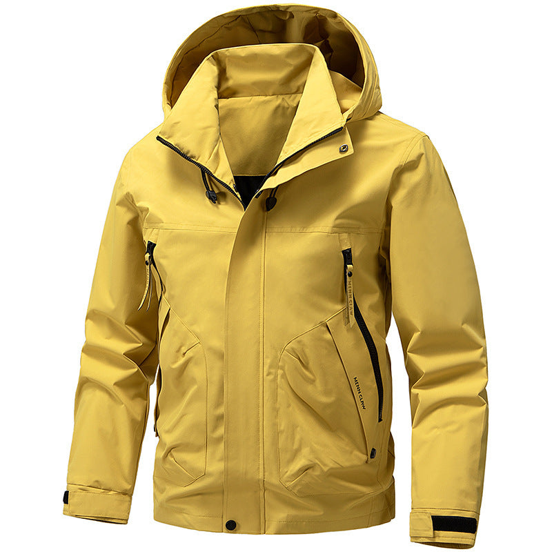Men's Breathable Softshell Outdoor Jacket with Windproof Membrane, Adjustable Hood and Zipper Pockets Shop Velvia