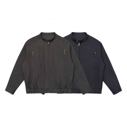 Unisex short jacket in overshirt style with standing collar, zipper, and elastic hem Shop Velvia