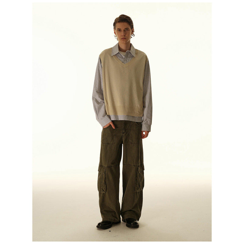 Women's Baggy Cargo Pants with High Waist, Large Flap Pockets and Reinforced Seam Panels Shop Velvia