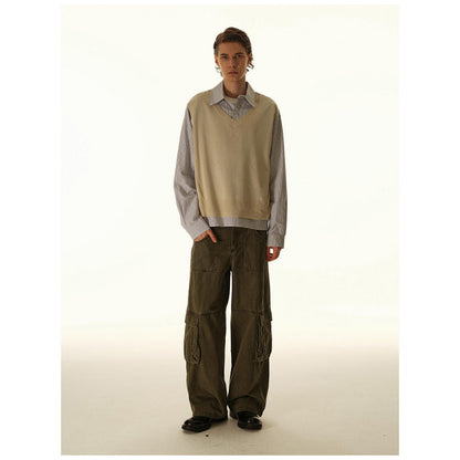 Women's Baggy Cargo Pants with High Waist, Large Flap Pockets and Reinforced Seam Panels Shop Velvia