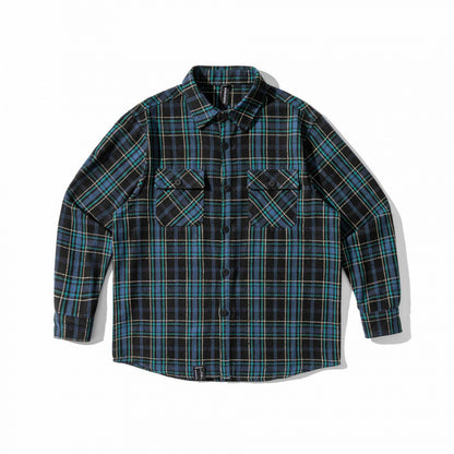 Unisex Checked Overshirt in Boxy Workwear Style with Patch Pockets and Shirt Collar Shop Velvia