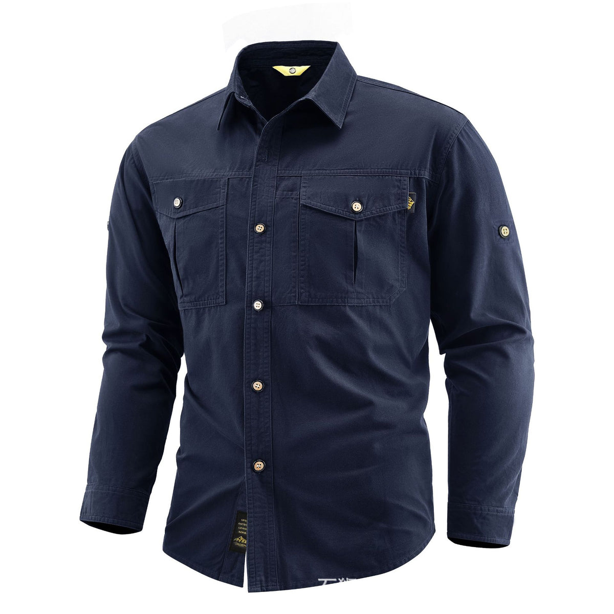 Men's Canvas Overshirt in Field Style with Chest Flaps and Full Button Placket Shop Velvia