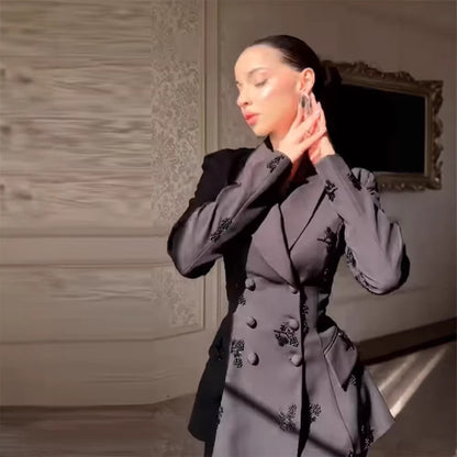 Women's Tailored Peplum Blazer and Palazzo Pants Set Shop Velvia