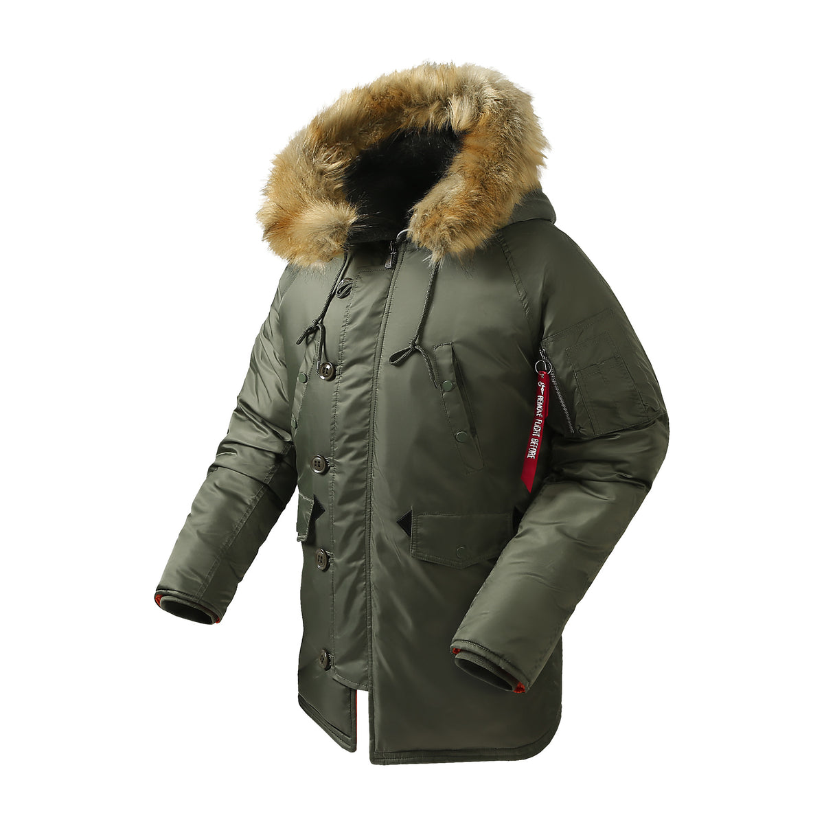 Men's longer thermal insulated parka with faux fur hood and utility pockets Shop Velvia