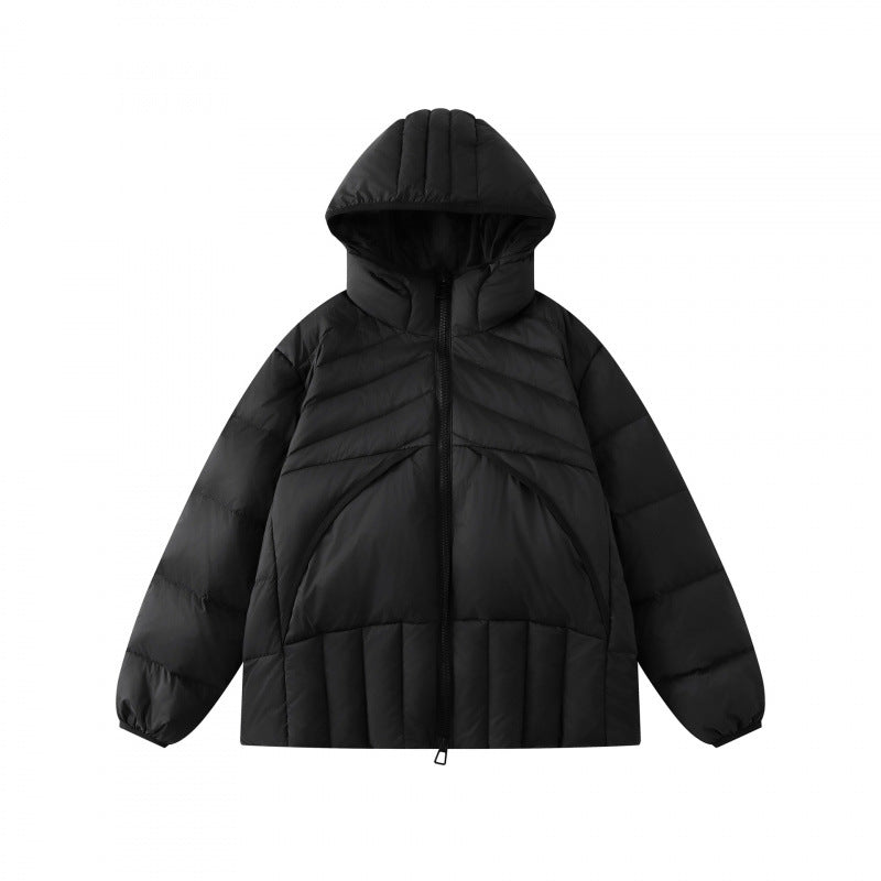 Unisex Short padded hoodie in boxy puffer style with geometric quilting Shop Velvia