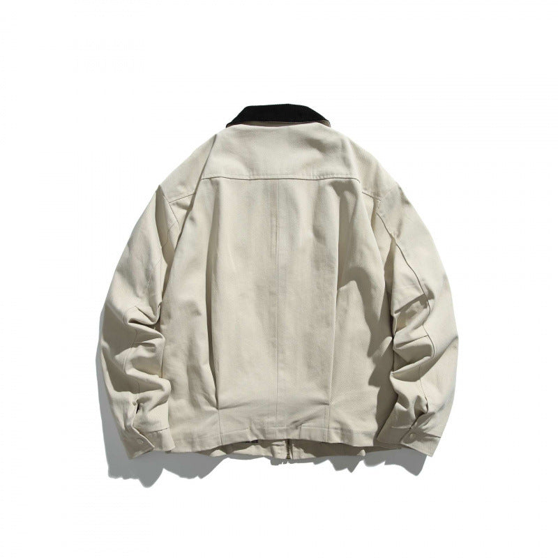 Unisex Short-cut Overshirt Jacket with Cord Collar, Chest Pocket and Precise Seam Details Shop Velvia