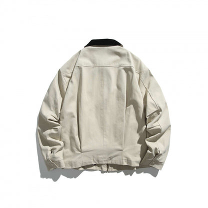 Unisex Short-cut Overshirt Jacket with Cord Collar, Chest Pocket and Precise Seam Details Shop Velvia