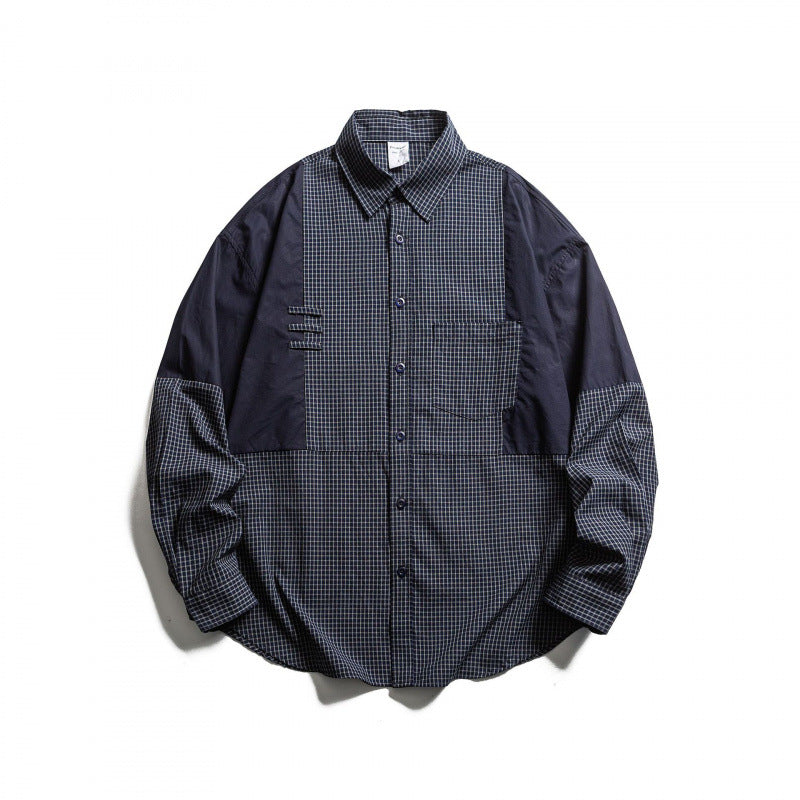 Men's Patchwork Overshirt in Check Mix with Contrast Panels Shop Velvia