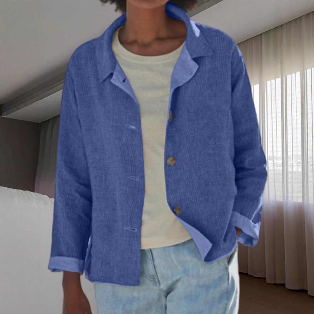 Women Lightweight and Casual Cotton Jacket with Buttoned Details Shop Velvia