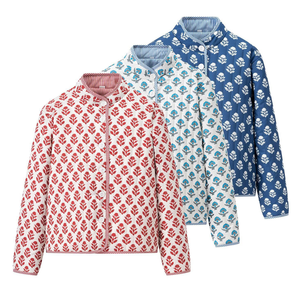 Women's Light Print Cotton Cardigan in Boxy Cut with Contrasting Cuffs Shop Velvia