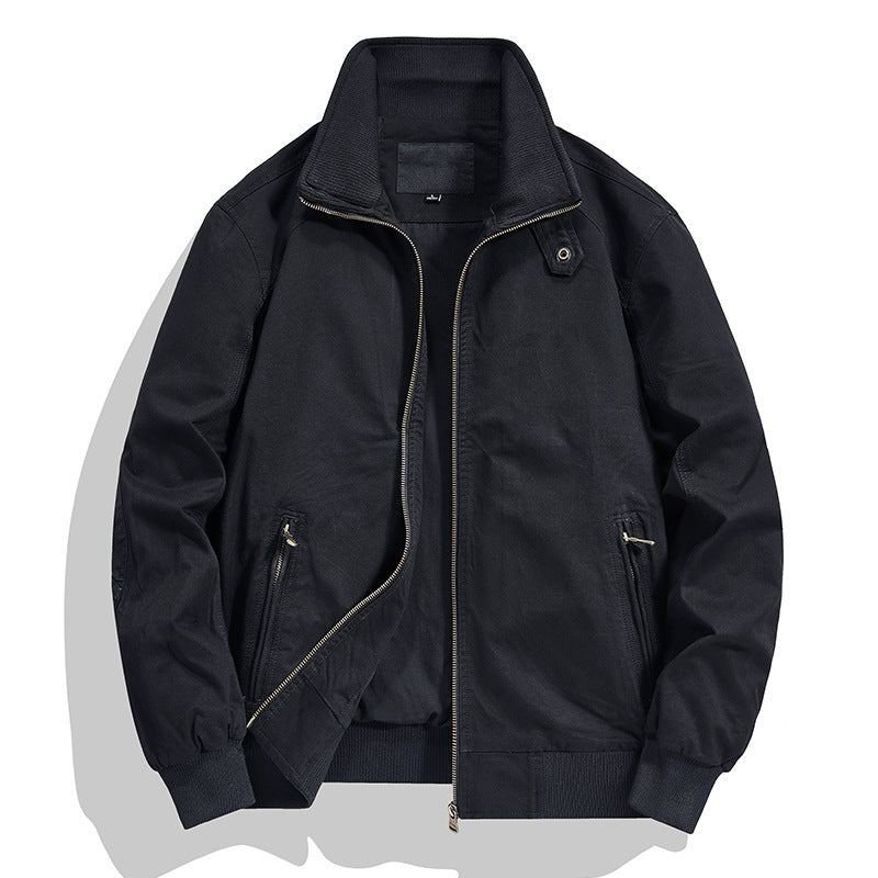 Men's cotton canvas blouson with ribbed cuffs and stand-up collar Shop Velvia