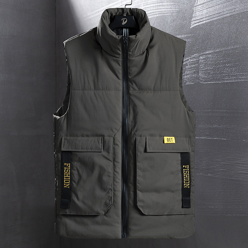 Men's Insulated Outdoor Vest with High Standing Collar, Multifunctional Pockets and Distinctive Webbing Shop Velvia