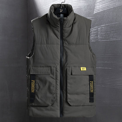Men's Insulated Outdoor Vest with High Standing Collar, Multifunctional Pockets and Distinctive Webbing Shop Velvia