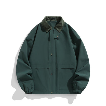 Men's Oversized Utility Jacket with Cord Collar and Snap Front Shop Velvia