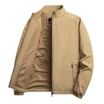 Men's lightweight windproof fleece jacket with stand-up collar and zip pockets Shop Velvia