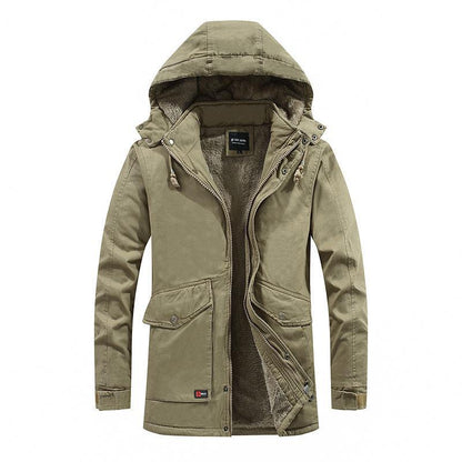 Men's city parka with teddy lining, hood, and windproof inner placket Shop Velvia