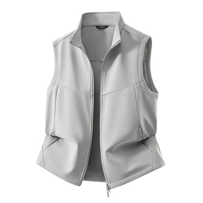 Women's Sleeveless Softshell Vest with Stand-Up Collar, Stretch Lining and Two-Way Zipper Shop Velvia