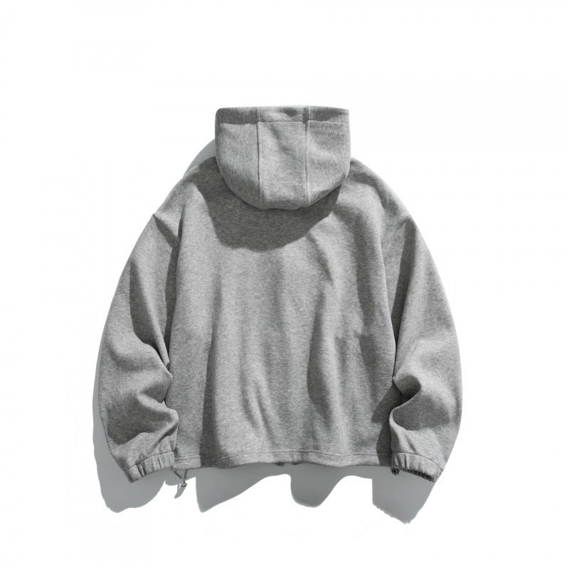 Unisex Oversize Fleece Zip Jacket with Hood, Two-Way Zipper and Adjustable Hem Shop Velvia
