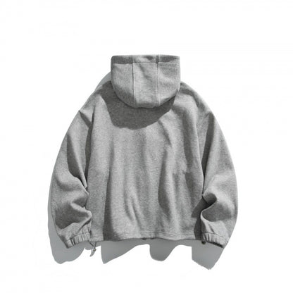 Unisex Oversize Fleece Zip Jacket with Hood, Two-Way Zipper and Adjustable Hem Shop Velvia
