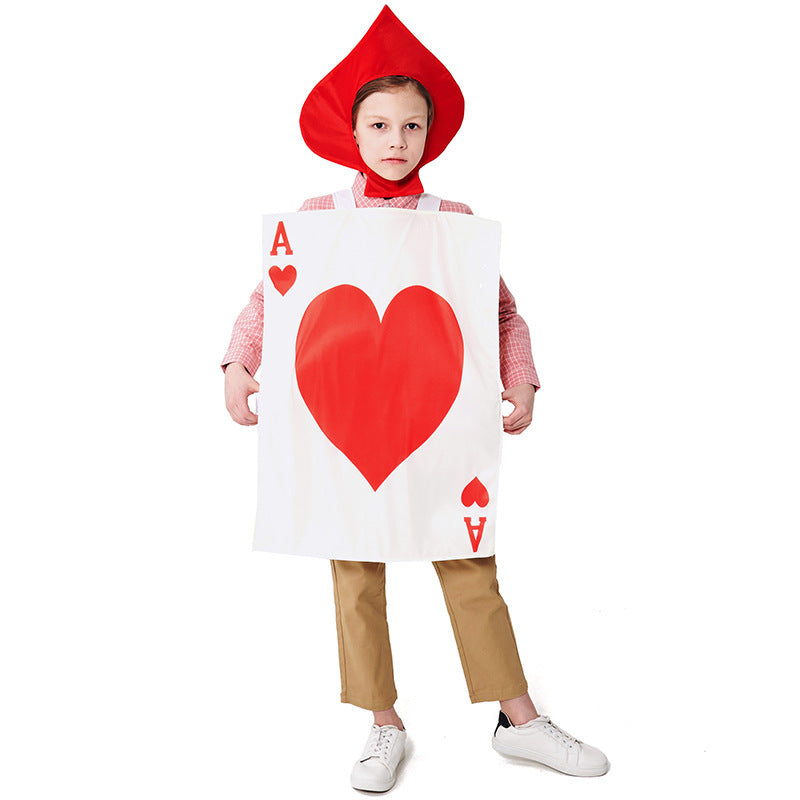 Men's costume as playing card with heart motif Shop Velvia