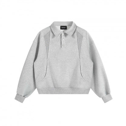 Unisex Boxy Polo Sweatshirt with Henley button placket, raglan sleeves and side pockets Shop Velvia