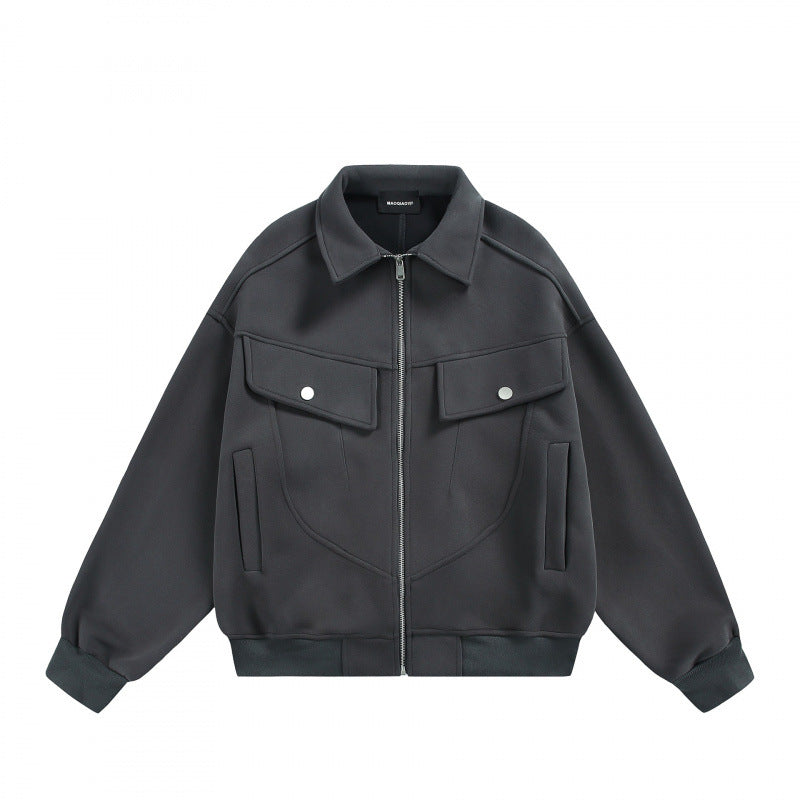 Unisex Zip Sweat Jacket with Patch Chest Flaps and Ribbed Hem Shop Velvia