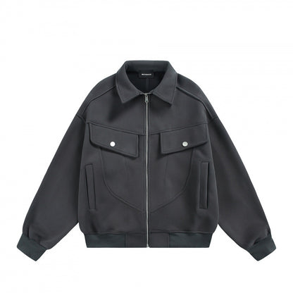 Unisex Zip Sweat Jacket with Patch Chest Flaps and Ribbed Hem Shop Velvia