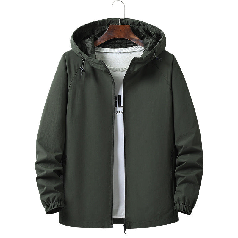 Men's Light Hooded Transition Jacket with Wind and Water Repellent Functional Material Shop Velvia