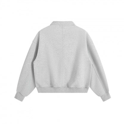 Unisex Boxy Polo Sweatshirt with Henley button placket, raglan sleeves and side pockets Shop Velvia