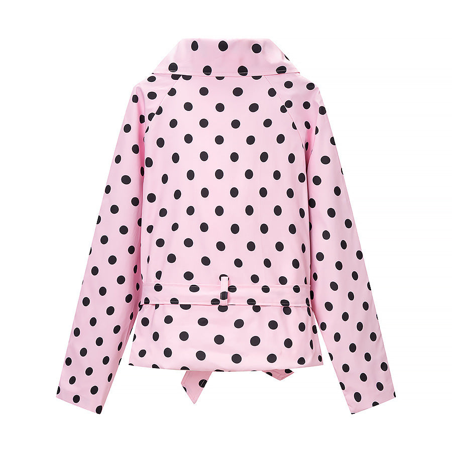 Women Tailored Polka Dot Trench Coat with Tie Belt Shop Velvia