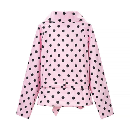 Women Tailored Polka Dot Trench Coat with Tie Belt Shop Velvia
