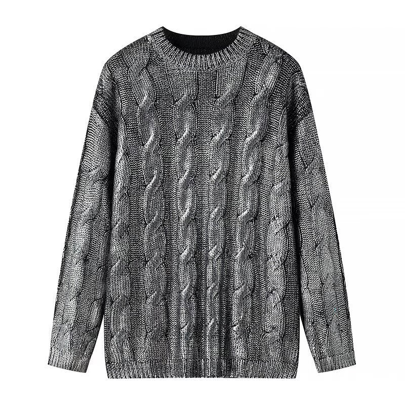Ladies chunky knit cable pattern sweater with round neckline and oversized silhouette Shop Velvia