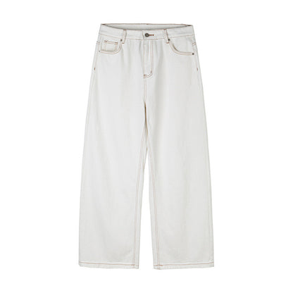 Women's Wide High-Waist Culotte Jeans with Visible Contrast Seams Shop Velvia